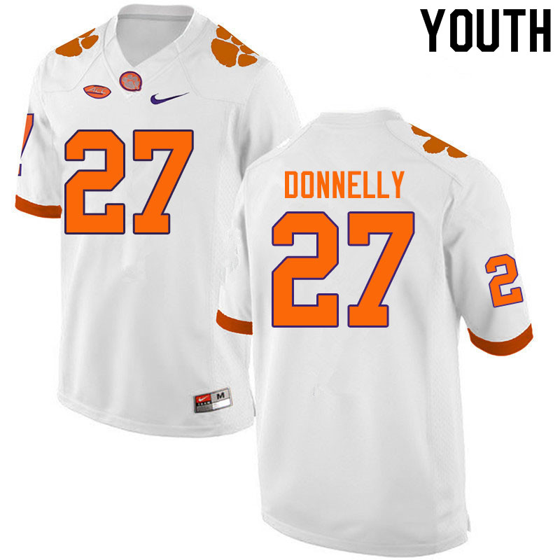 Youth #27 Carson Donnelly Clemson Tigers College Football Jerseys Sale-White - Click Image to Close